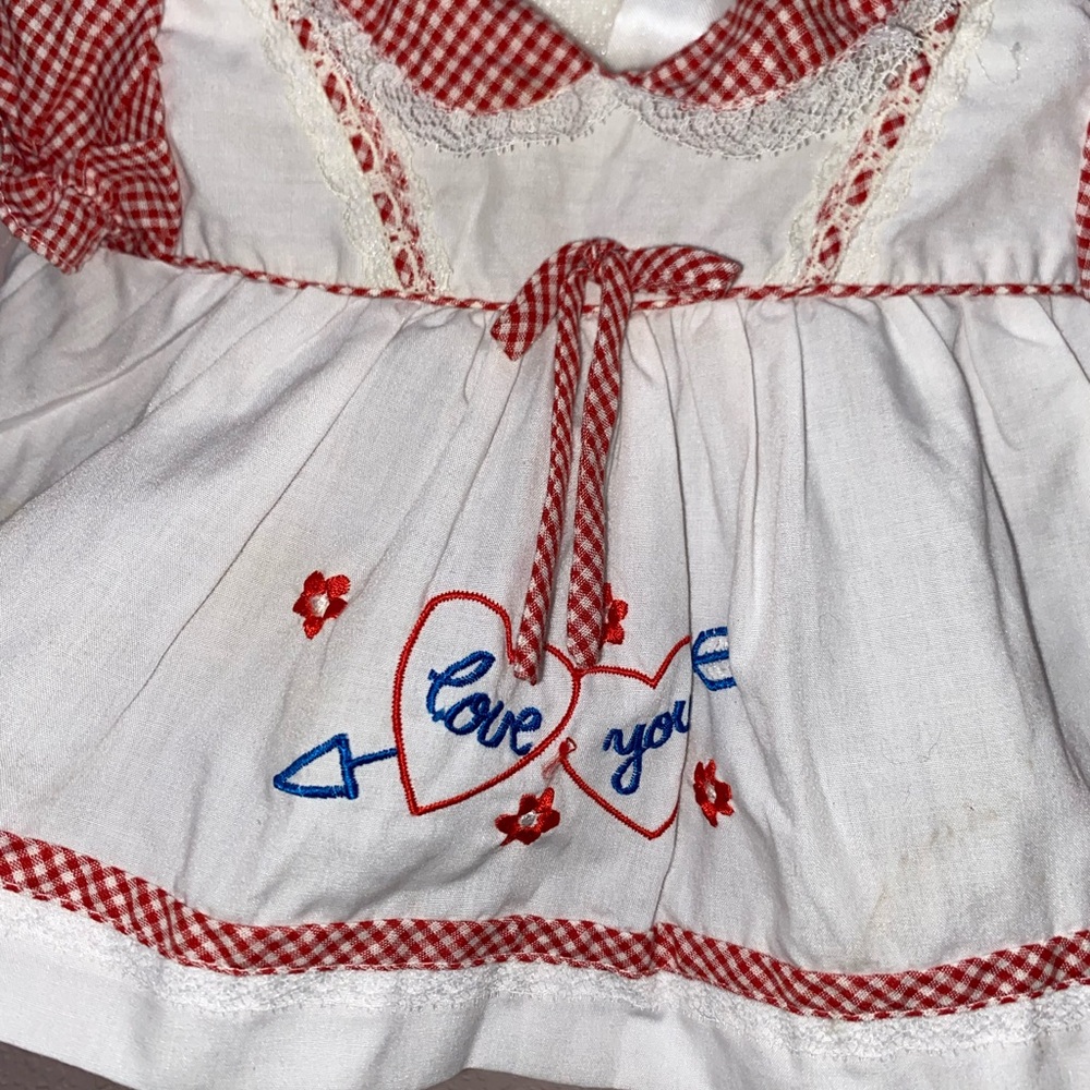 VINTAGE Red and White Gingham Baby Dress